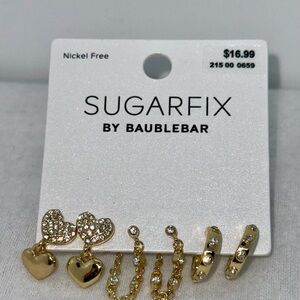 Sugarfix by BaubleBar Gold Heart & Crystal Hoop Earring Set